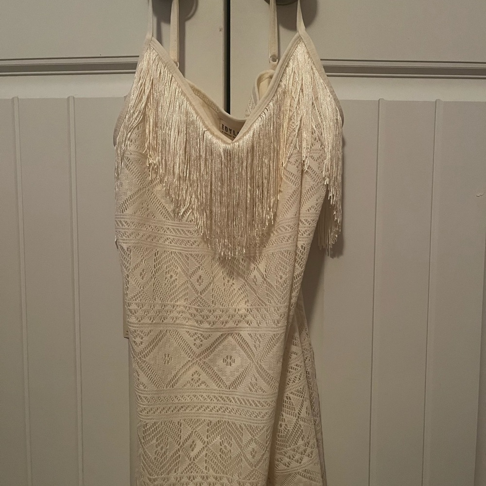 Idyllwind Cream Lace Fringe Mini Dress